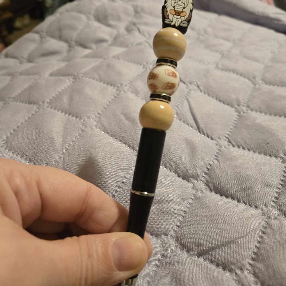 Black and Beige Beaded Pen